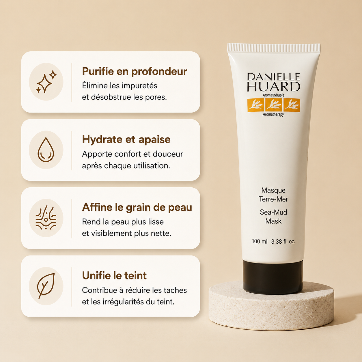 Masque Terre-Mer Retinovaskin à l’argile et aux minéraux marins, soin purifiant pour le visage aidant à éliminer les impuretés.