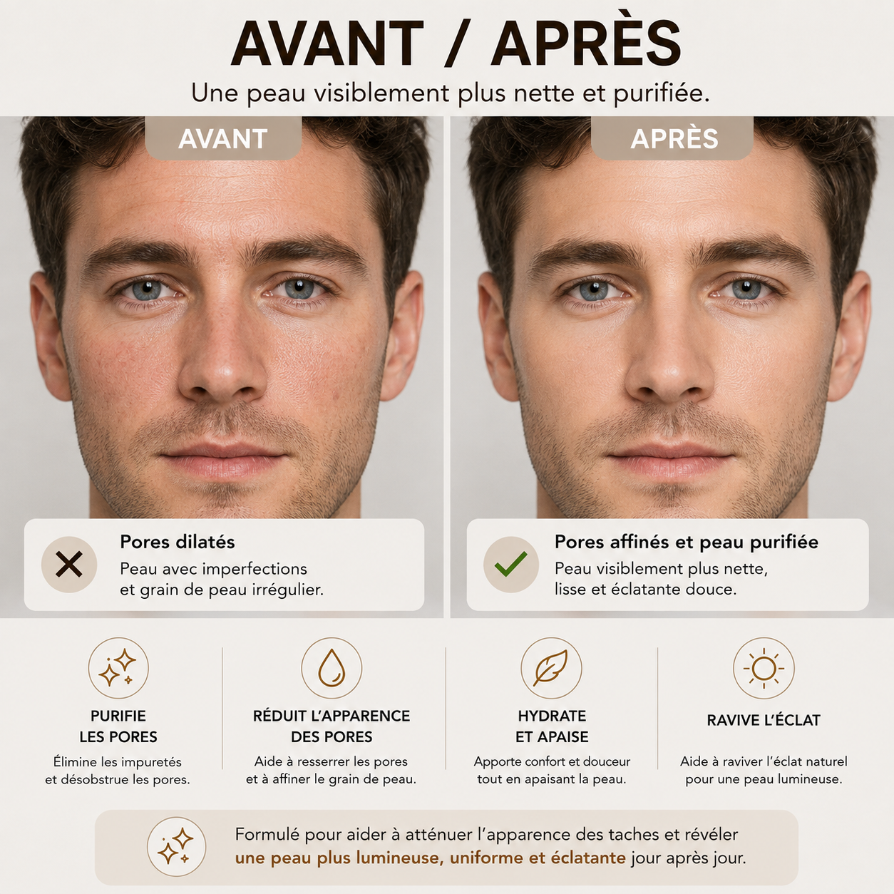 Mannequin utilisant le Masque Terre-Mer Retinovaskin pour une routine de soin du visage.