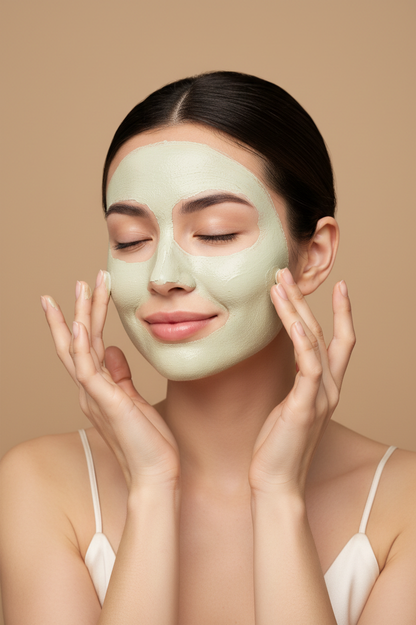 Mannequin appliquant le masque